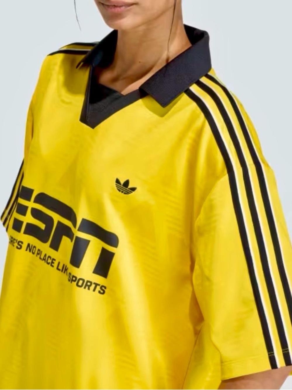 adidas FOOTBALL JERSEY SPONSOR Yellow and Black ESPN Graphic Soccer Jersey - Picture 3 of 8